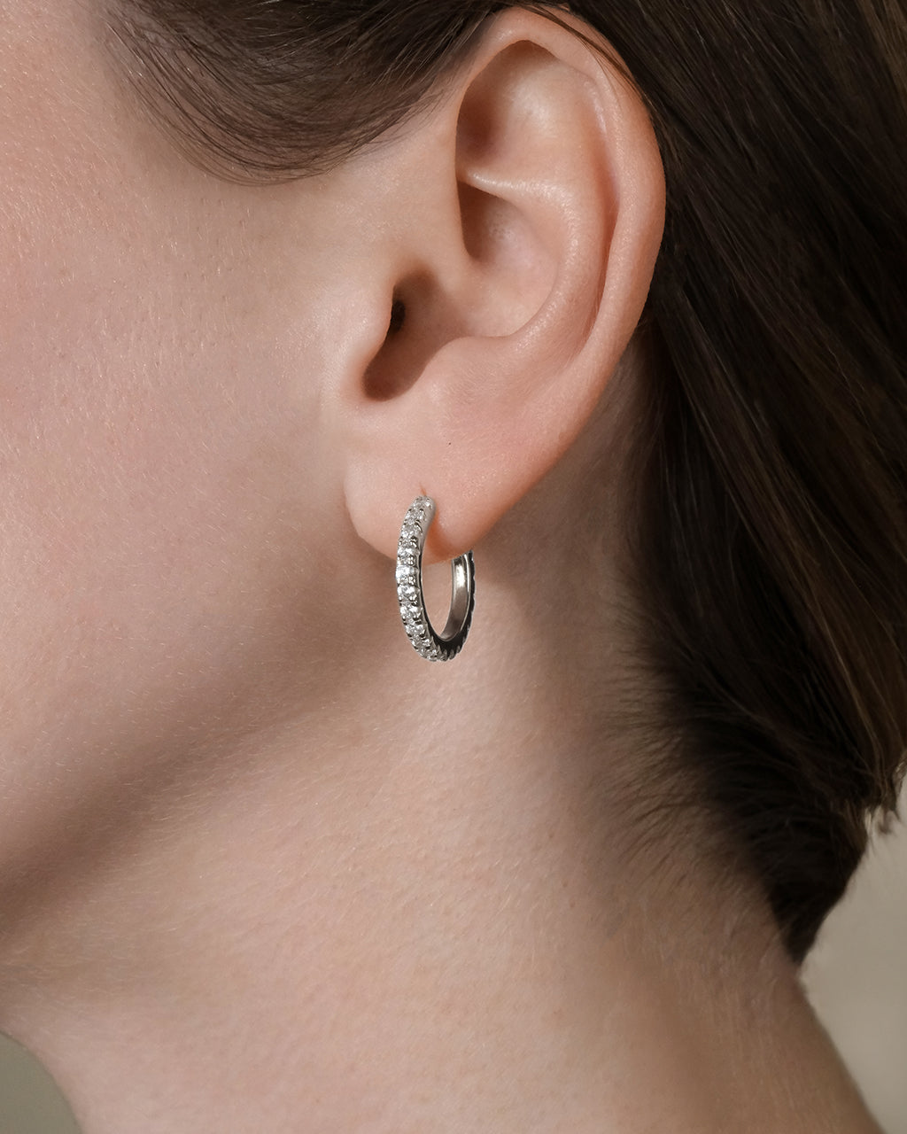 Sterling Silver Eleri CZ Tube Hoops