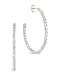 Sterling Silver Bezel Statement Bubble Hoops - Sterling Forever