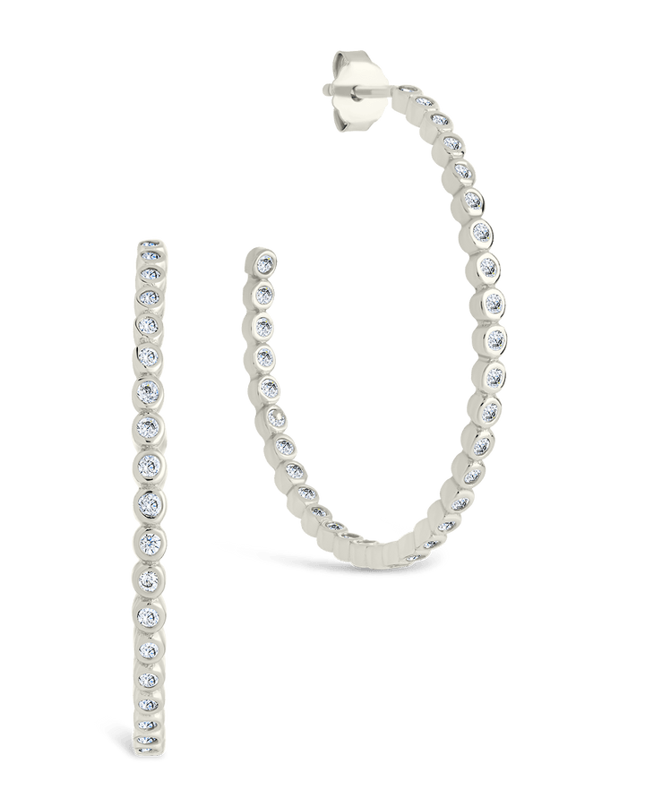 Sterling Silver Bezel Statement Bubble Hoops