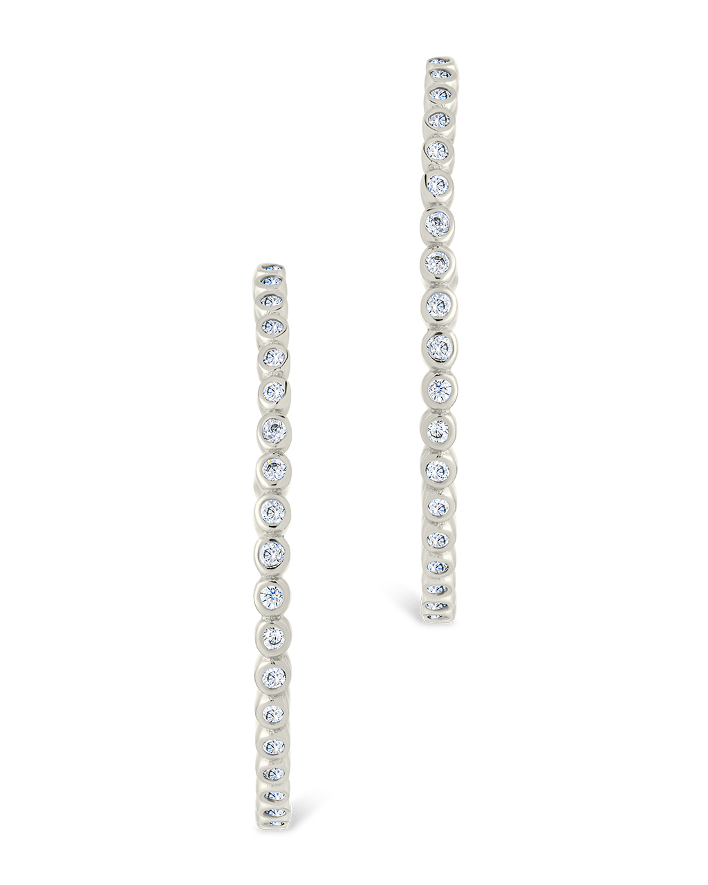 Sterling Silver Bezel Statement Bubble Hoops - Sterling Forever