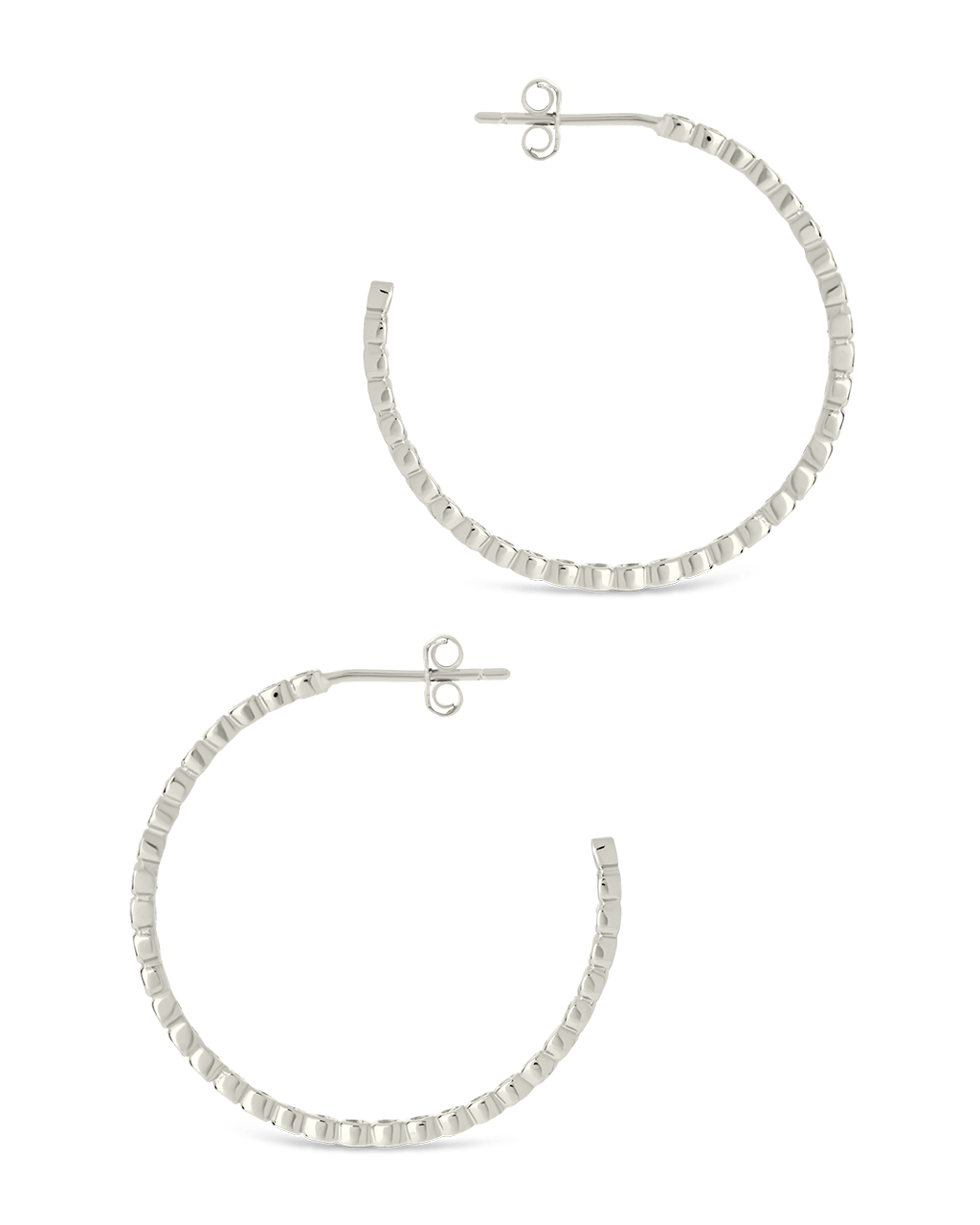 Sterling Silver Bezel Statement Bubble Hoops - Sterling Forever