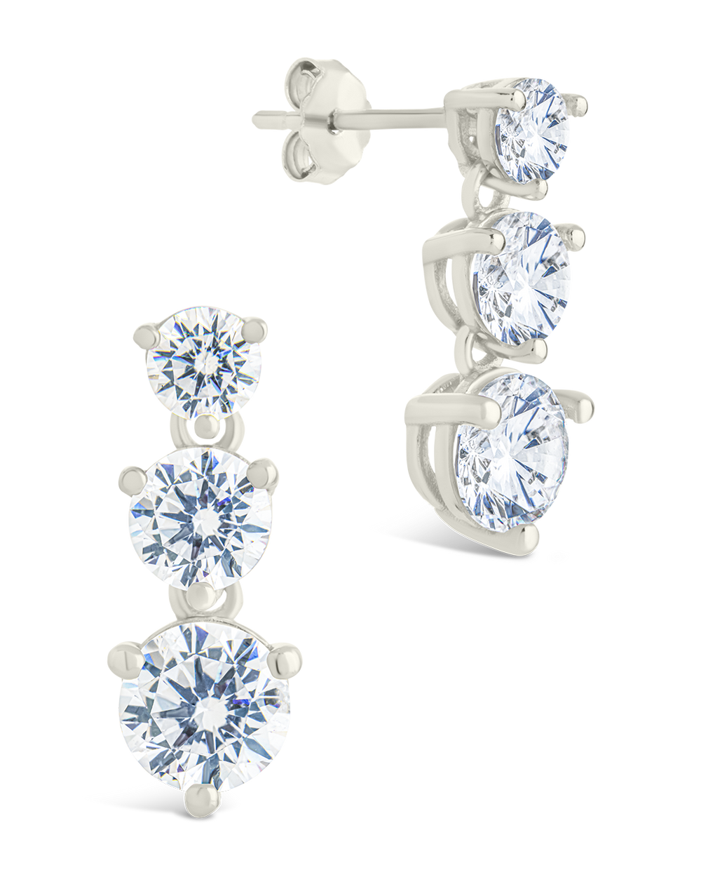 Sterling Silver Opaline Brilliant Cut CZ Studs