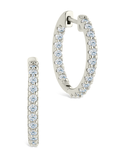 Sterling Silver Constance CZ Studded Statement Hoops