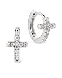 Natasha Pavé Cross Hoops