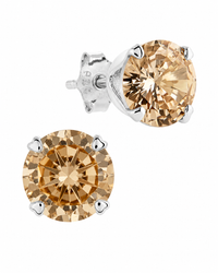 Sterling Silver 7mm Champagne CZ Stud Earrings