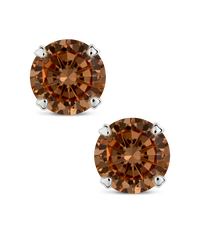 Sterling Silver 7mm Chocolate CZ Stud Earrings