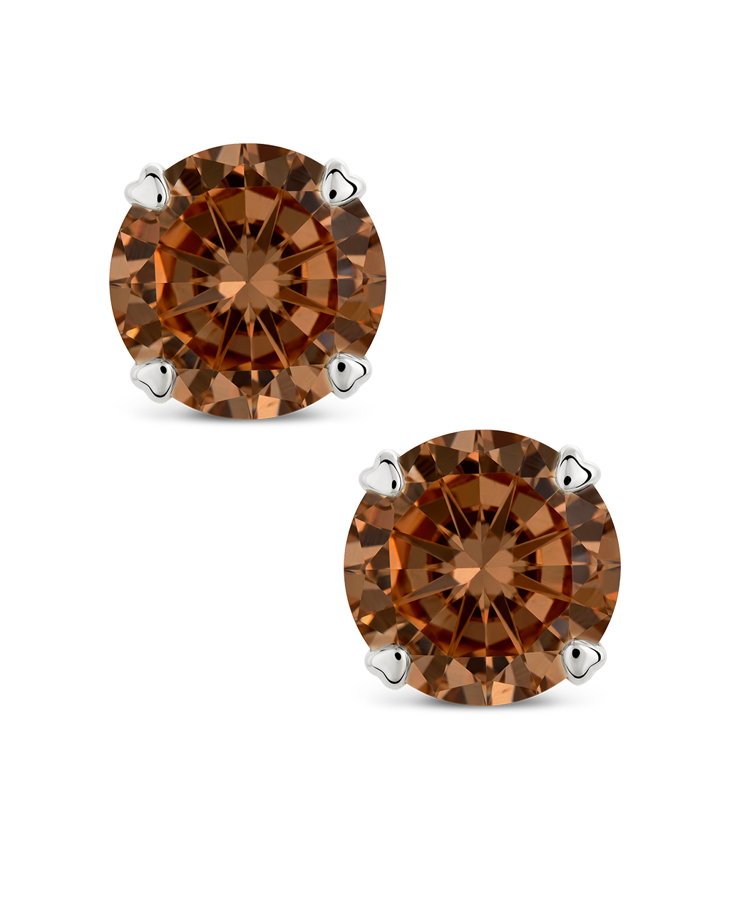 Sterling Silver 7mm Chocolate CZ Stud Earrings