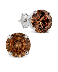 Sterling Silver 7mm Chocolate CZ Stud Earrings