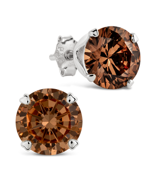 Sterling Silver 7mm Chocolate CZ Stud Earrings