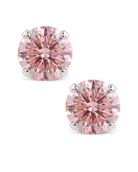 Sterling Silver 7mm Pink Sapphire CZ Stud Earrings