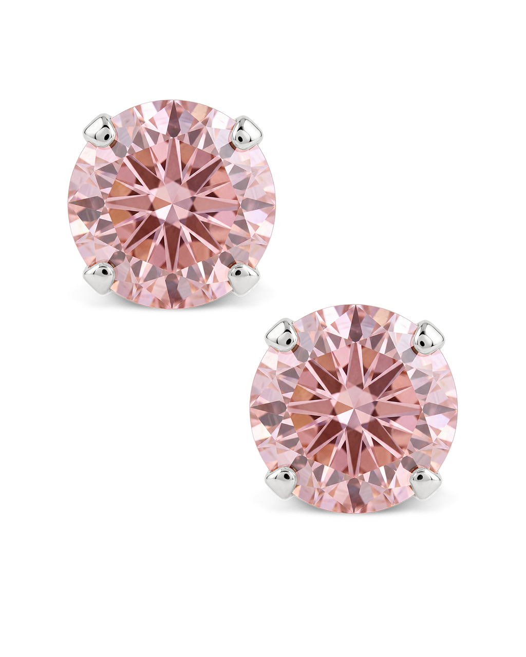 Sterling Silver 7mm Pink Sapphire CZ Stud Earrings