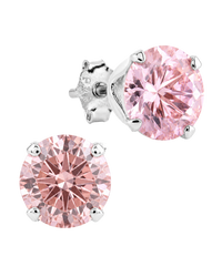 Sterling Silver 7mm Pink Sapphire CZ Stud Earrings