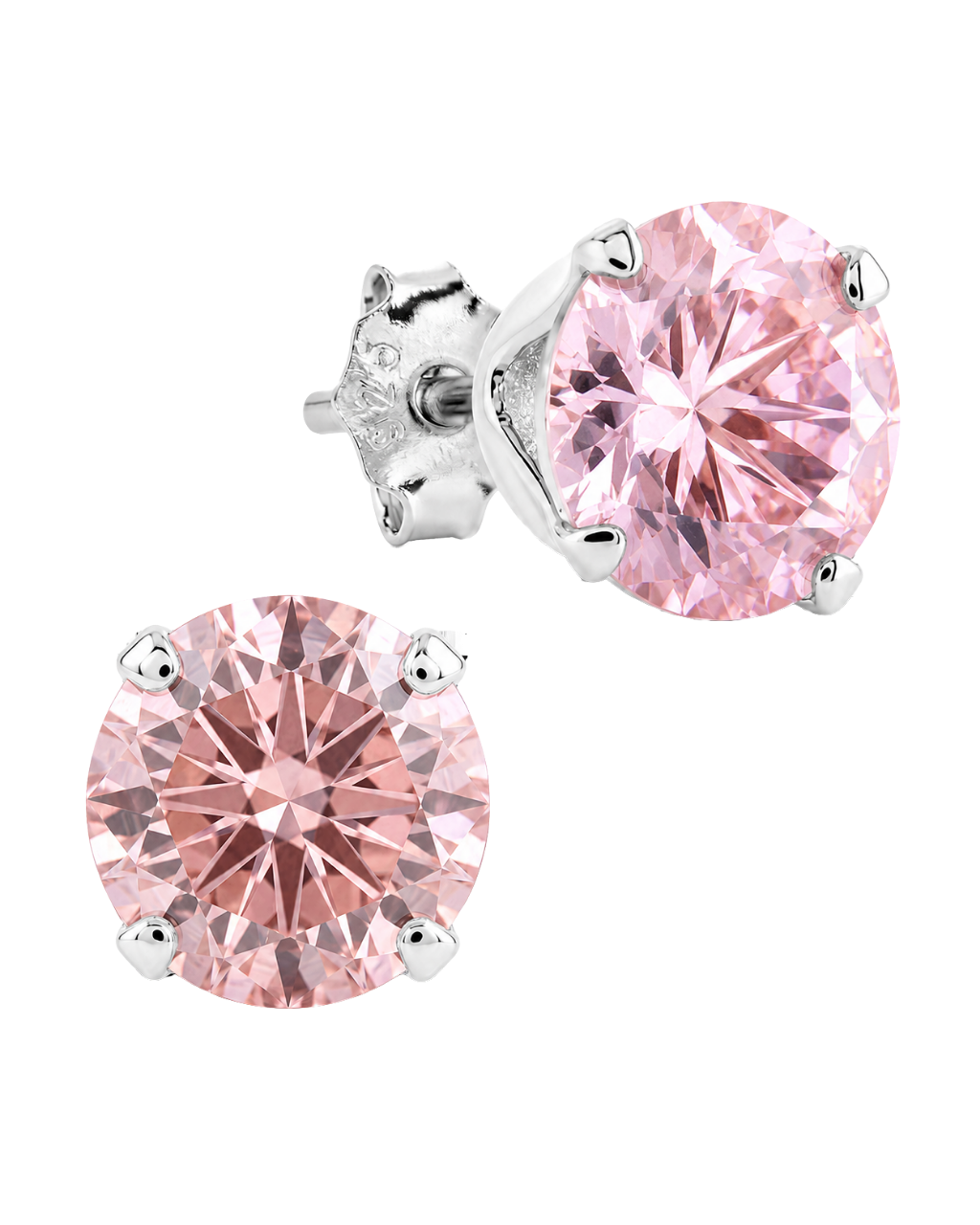 Sterling Silver 7mm Pink Sapphire CZ Stud Earrings