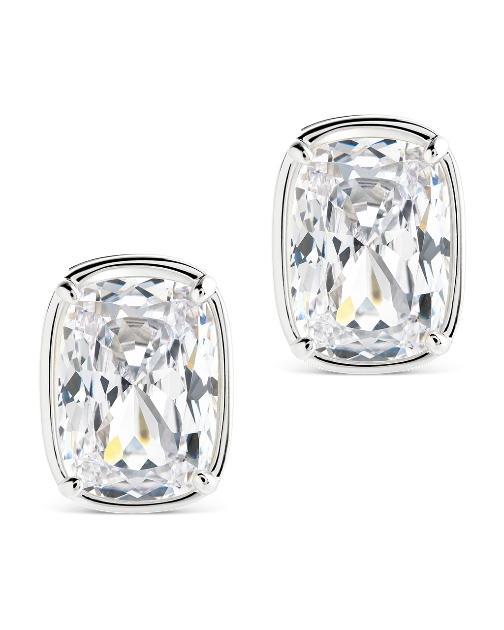 Sterling Silver Elongated Cushion Studs