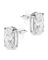 Sterling Silver Elongated Cushion Studs