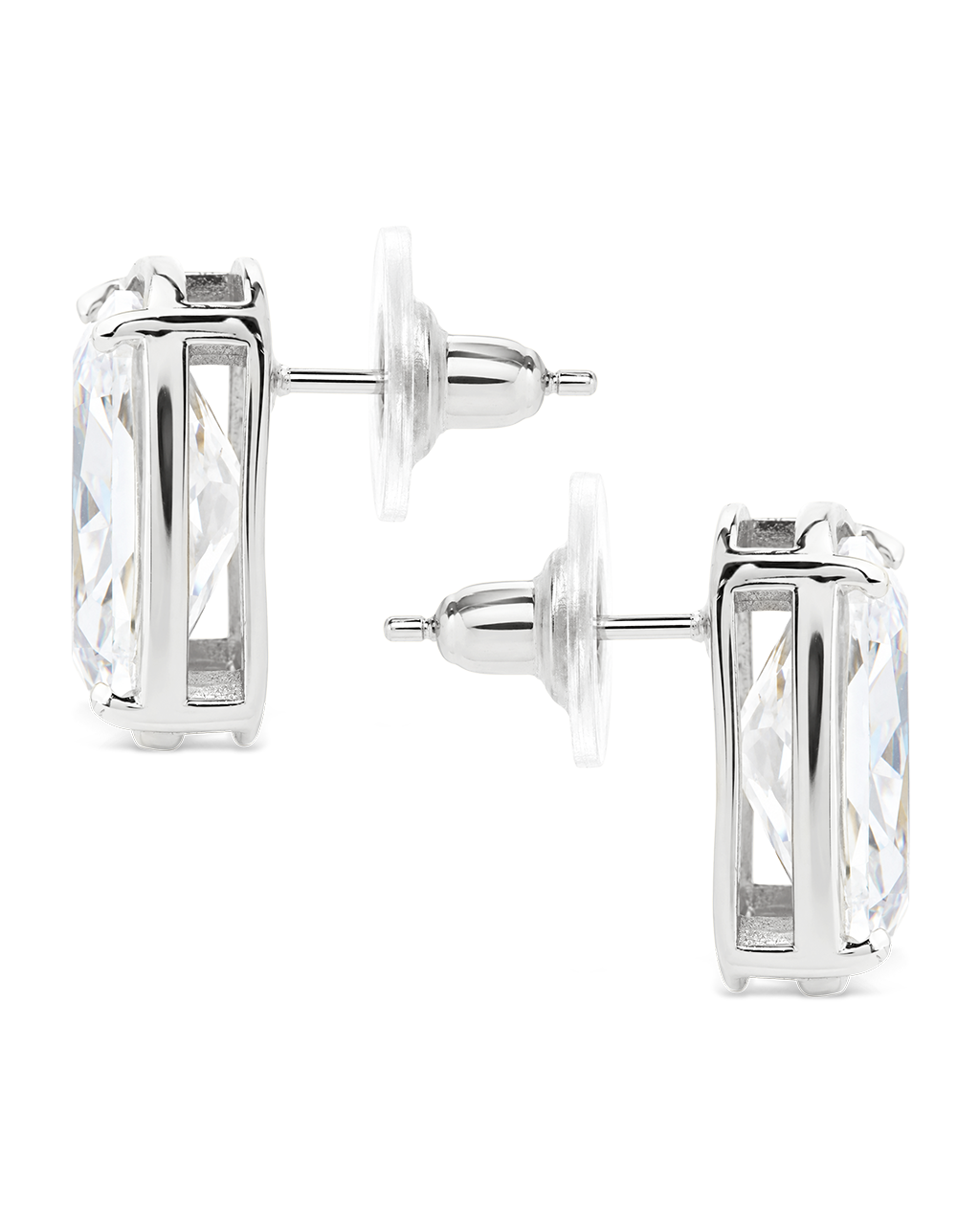 Sterling Silver Elongated Cushion Studs