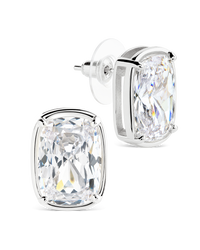 Sterling Silver Elongated Cushion Studs