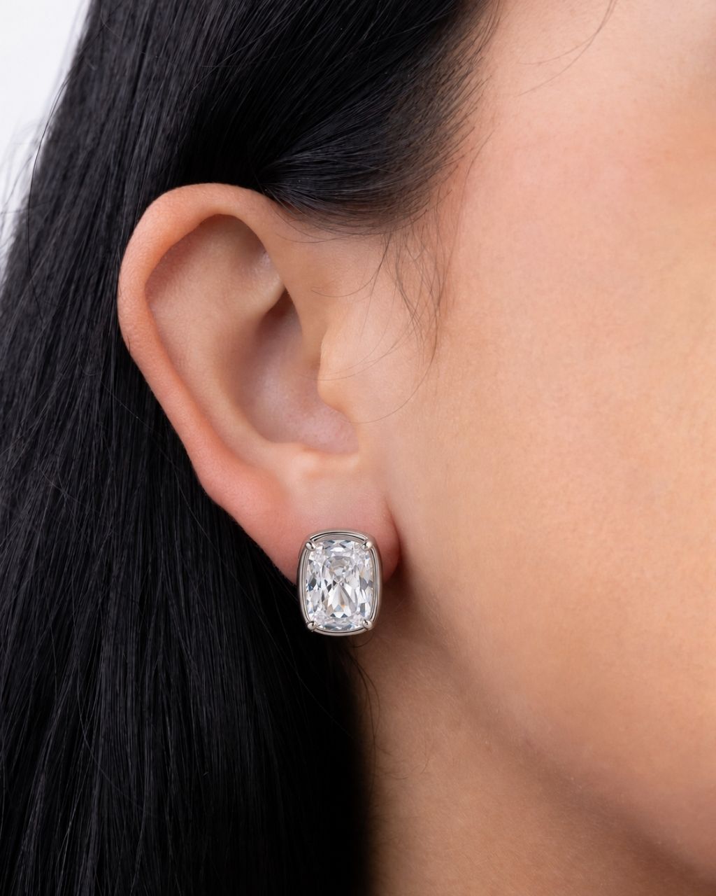 Sterling Silver Elongated Cushion Studs