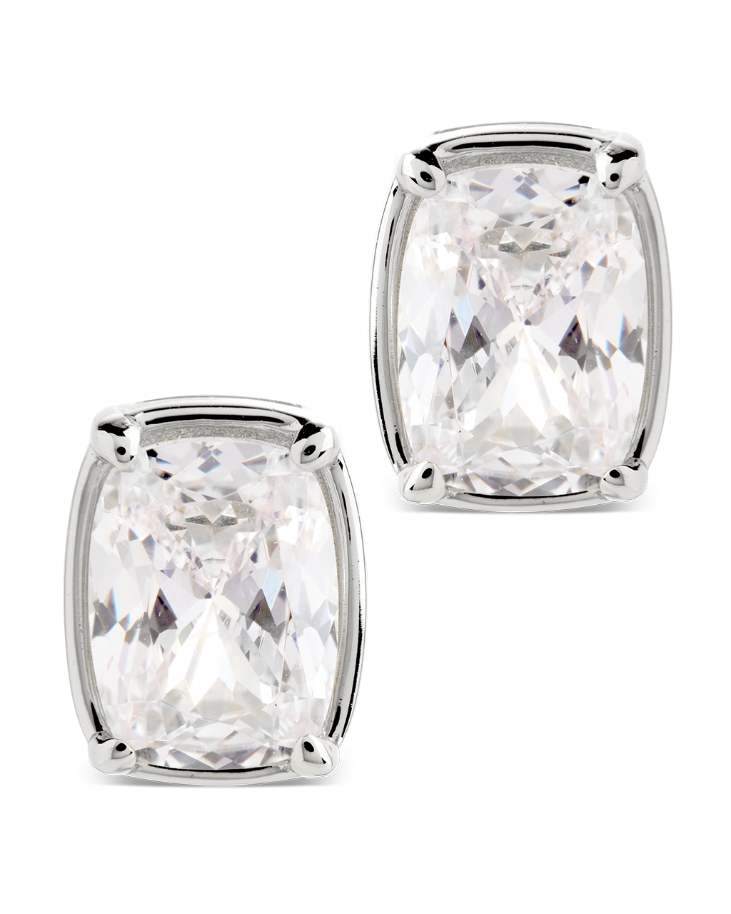 Sterling Silver Mini Elongated Cushion Stud Earrings