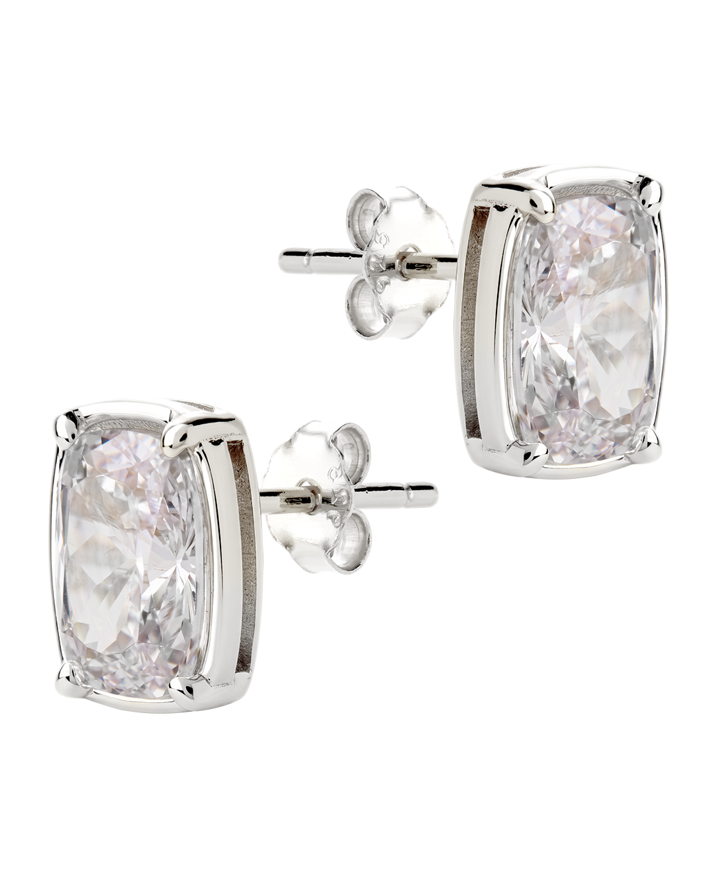 Sterling Silver Mini Elongated Cushion Stud Earrings