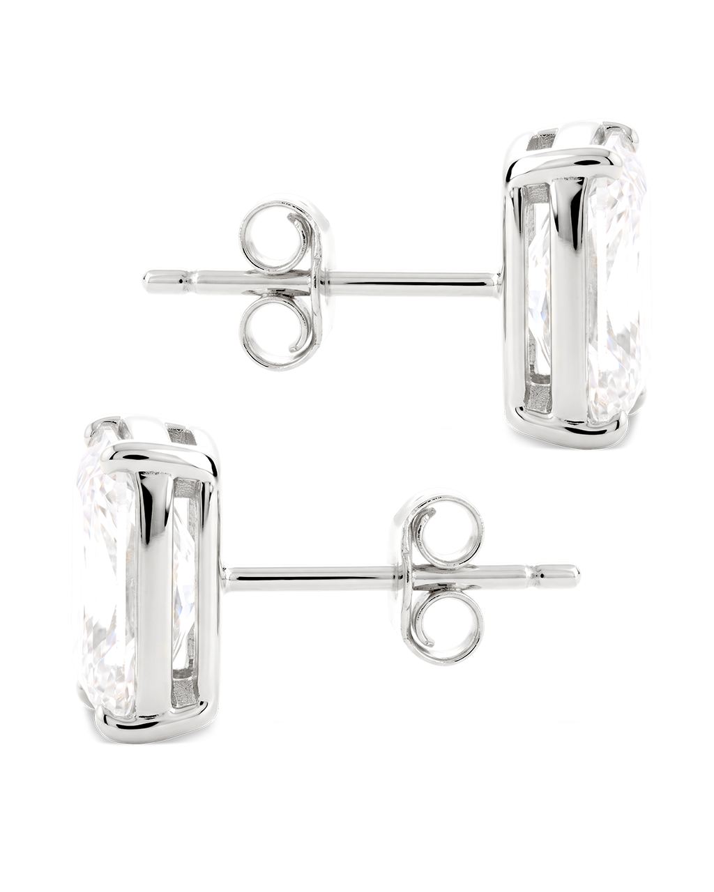 Sterling Silver Mini Elongated Cushion Stud Earrings