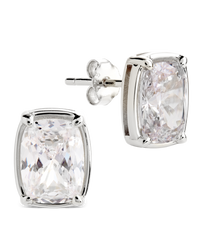 Sterling Silver Mini Elongated Cushion Stud Earrings