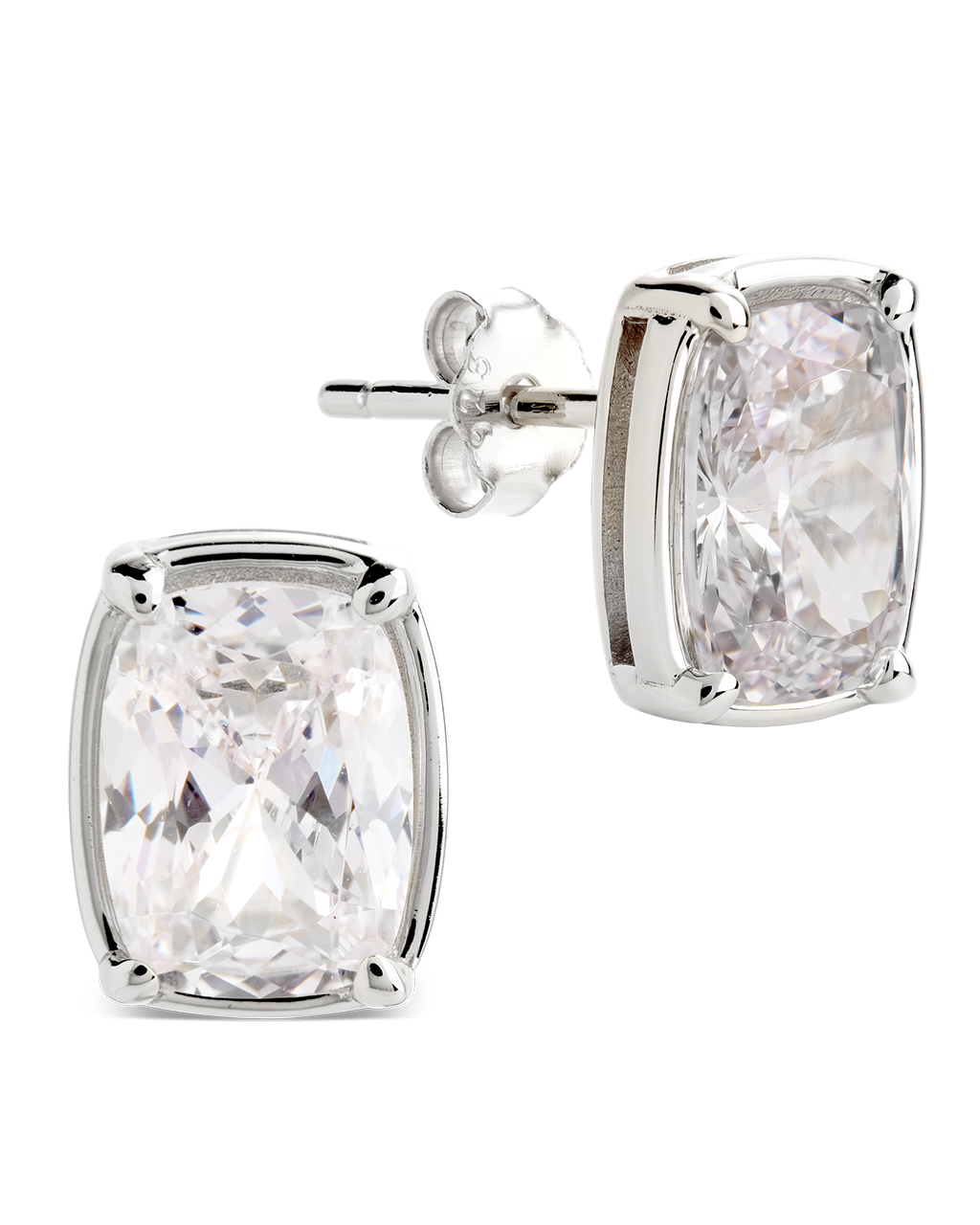 Sterling Silver Mini Elongated Cushion Stud Earrings