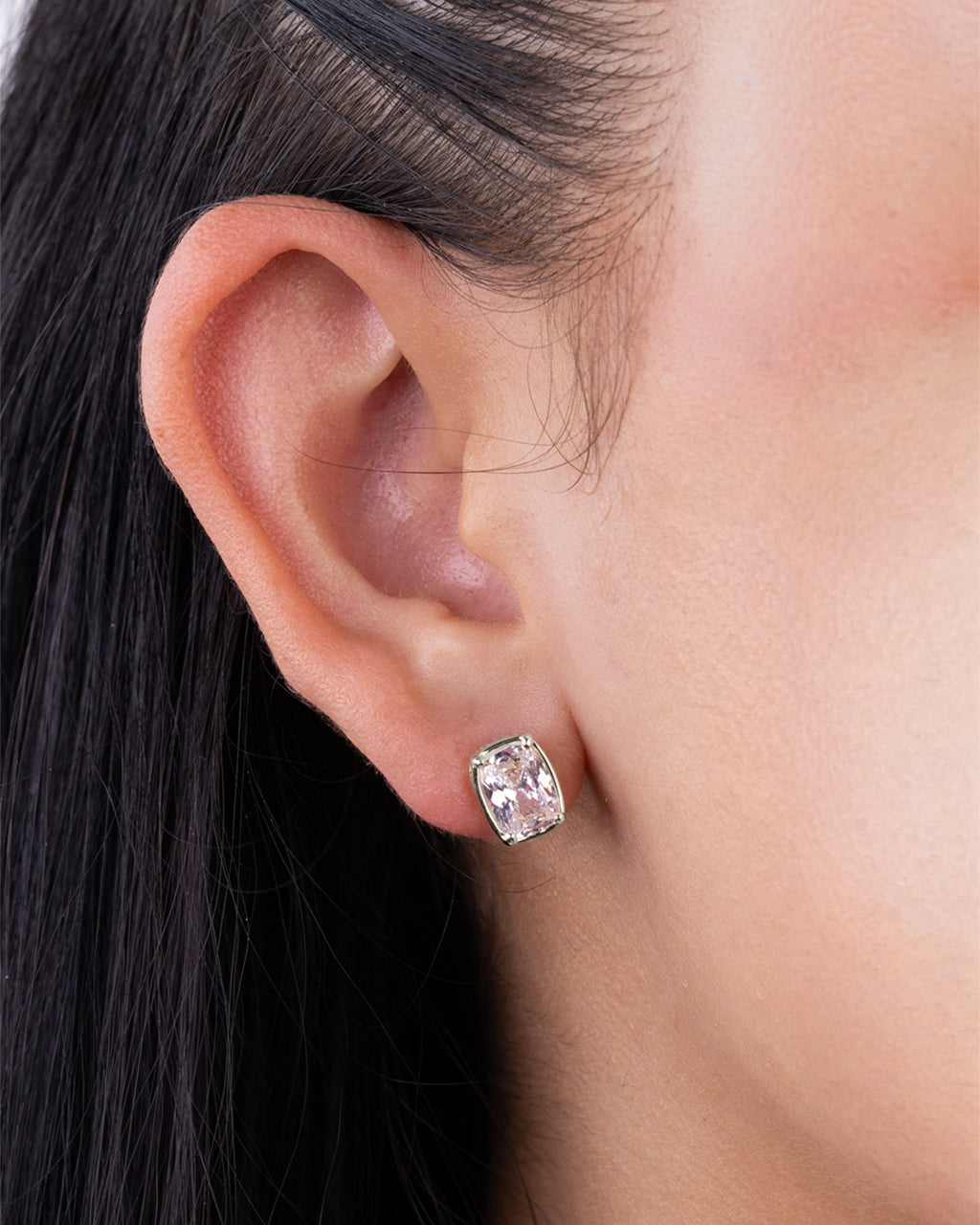 Sterling Silver Mini Elongated Cushion Stud Earrings