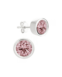 Sterling Silver Helene Pink Sapphire Bezel Stud Earrings