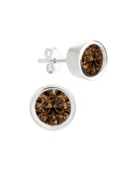 Sterling Silver Helene Chocolate Bezel Stud Earrings
