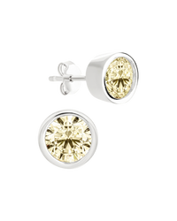 Sterling Silver Helene Light Yellow Bezel Stud Earrings