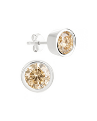 Sterling Silver Helene Champagne Bezel Stud Earrings