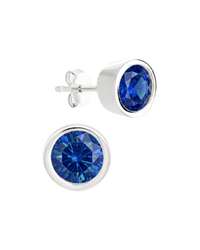 Sterling Silver Helene Sapphire Bezel Stud Earrings