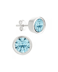 Sterling Silver Helene Aquamarine Bezel Stud Earrings