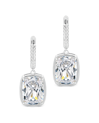 Sterling Silver Elongated Cushion Micro Hoops
