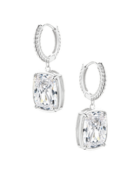 Sterling Silver Elongated Cushion Micro Hoops