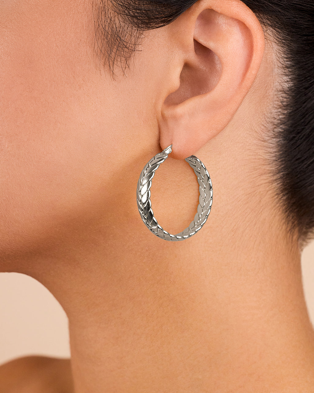 Double Row Herringbone Statement Hoop Earrings – Sterling