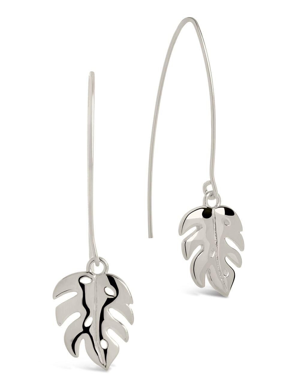 Monstera Leaf Threader Earrings and Chain Bracelet Set Bundles Sterling Forever 