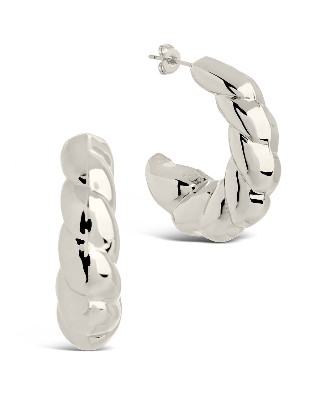 Statement Croissant Hoops Earring Sterling Forever Silver 