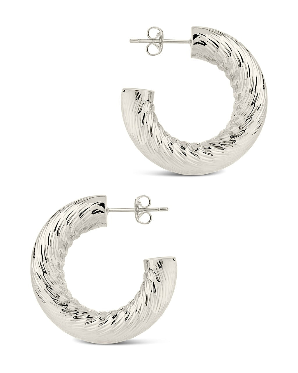 Pepper Textured Tube Hoops Earring Sterling Forever 