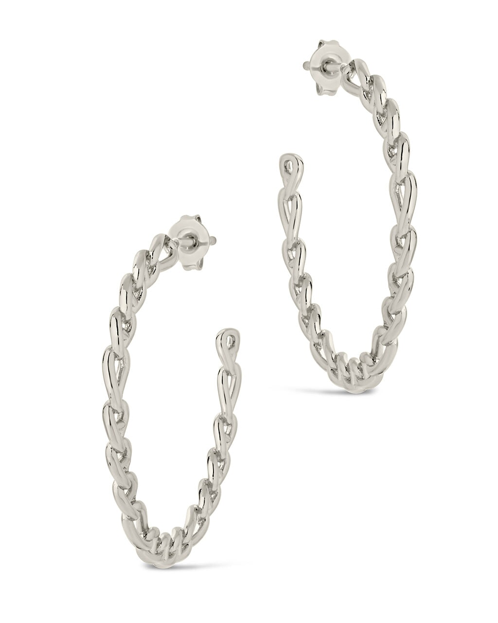 Rylan Flat Chain Hoop Earrings - Sterling Forever