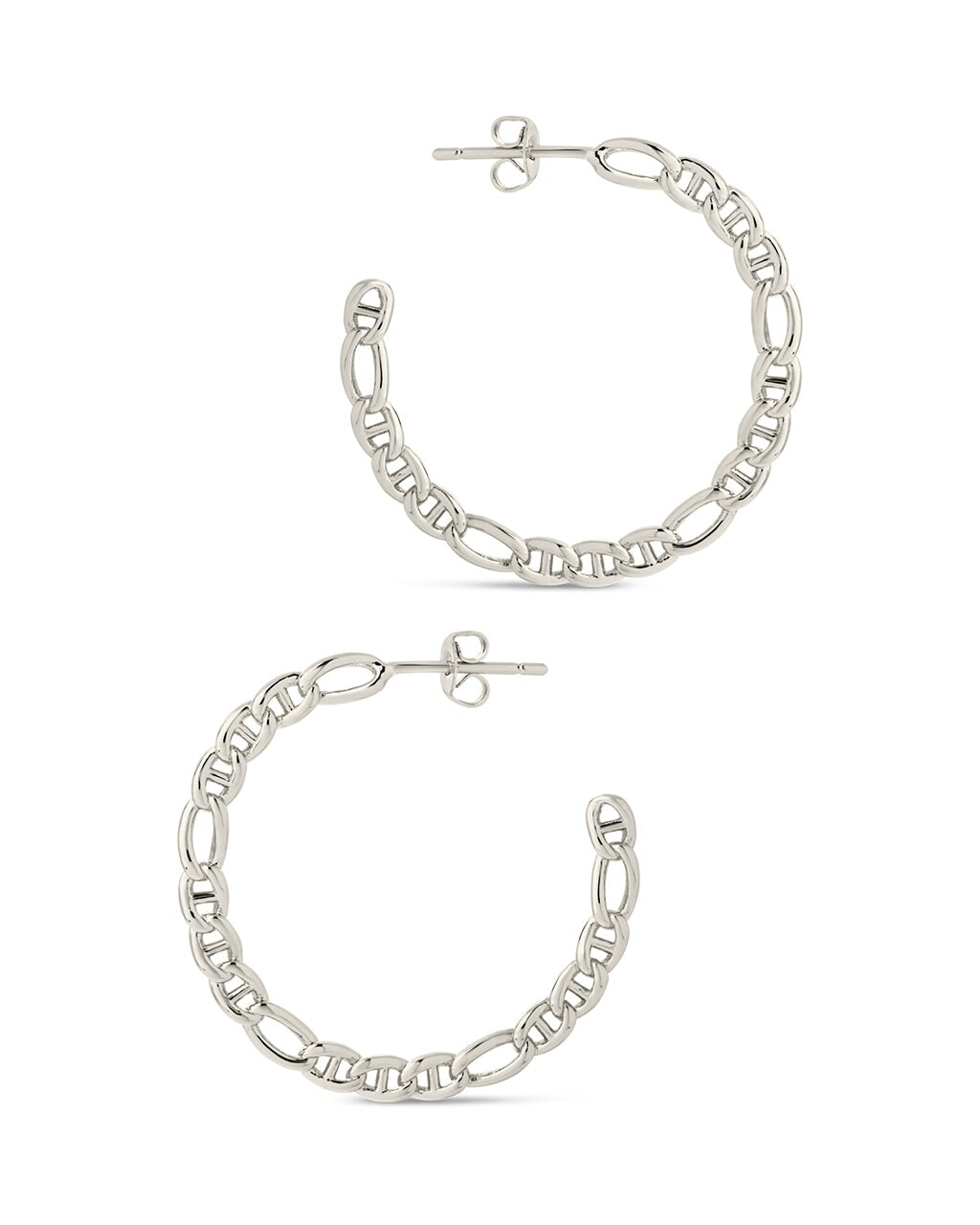 Rylan Flat Chain Hoop Earrings - Sterling Forever