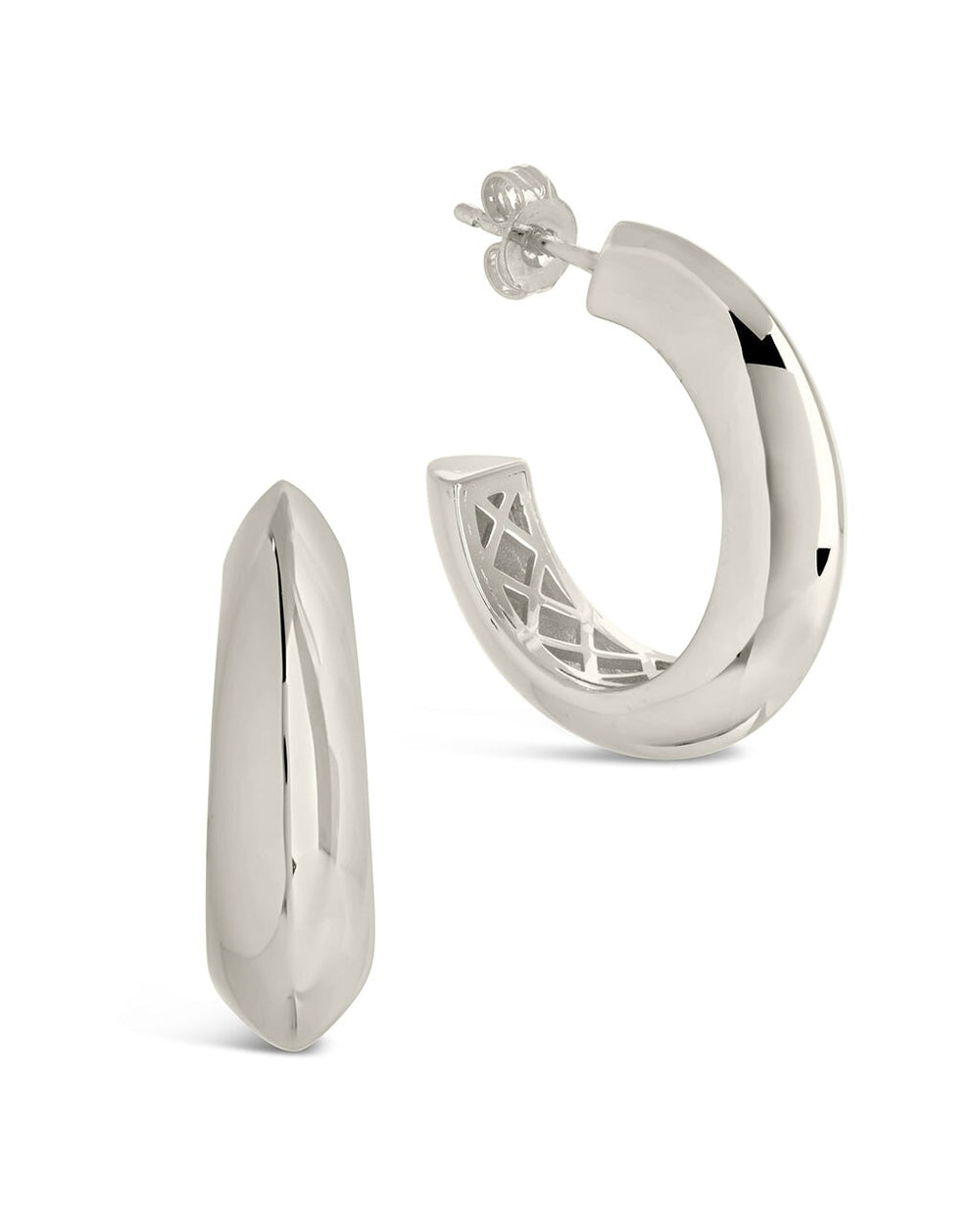 Danika Polished Statement Hoops Earring Sterling Forever Silver 