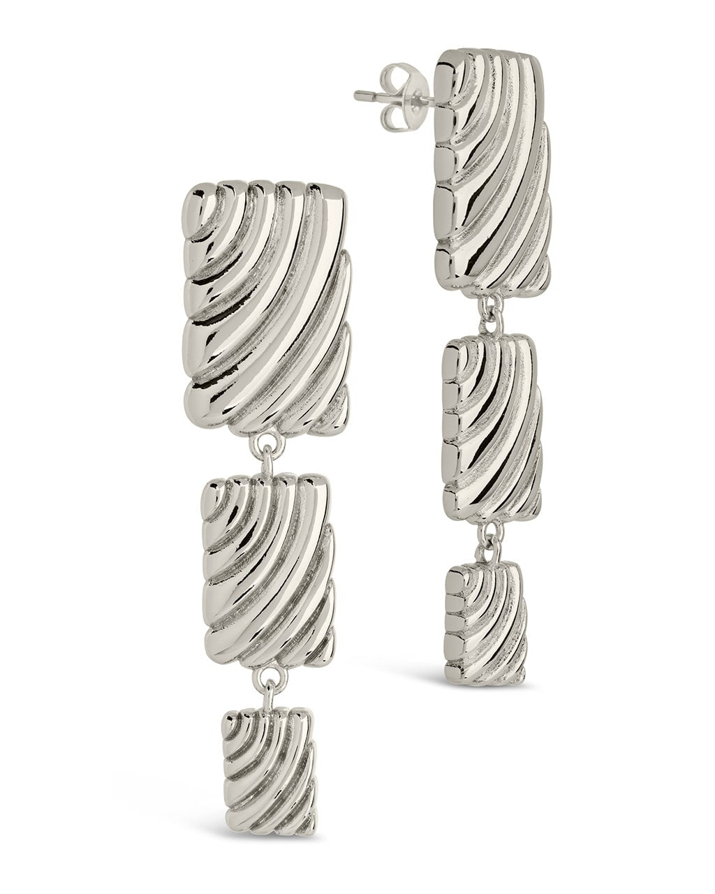 Haydée Triple Textured Drop Stud Earrings - Sterling Forever