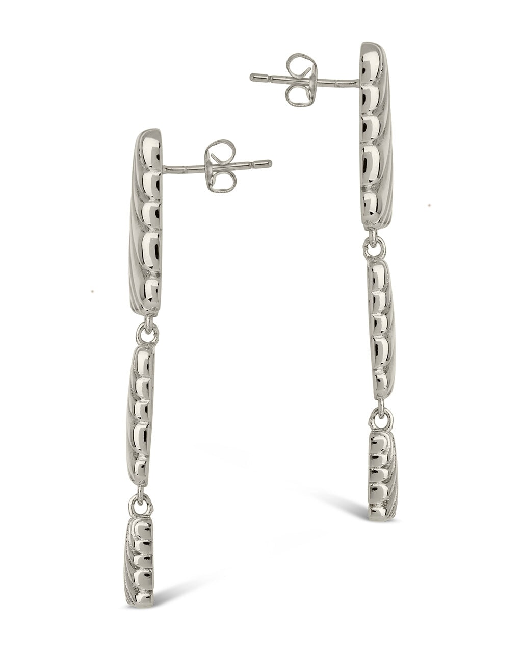 Haydée Triple Textured Drop Stud Earrings - Sterling Forever