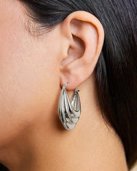 Elodie Textured Statement Hoop Earrings - Sterling Forever