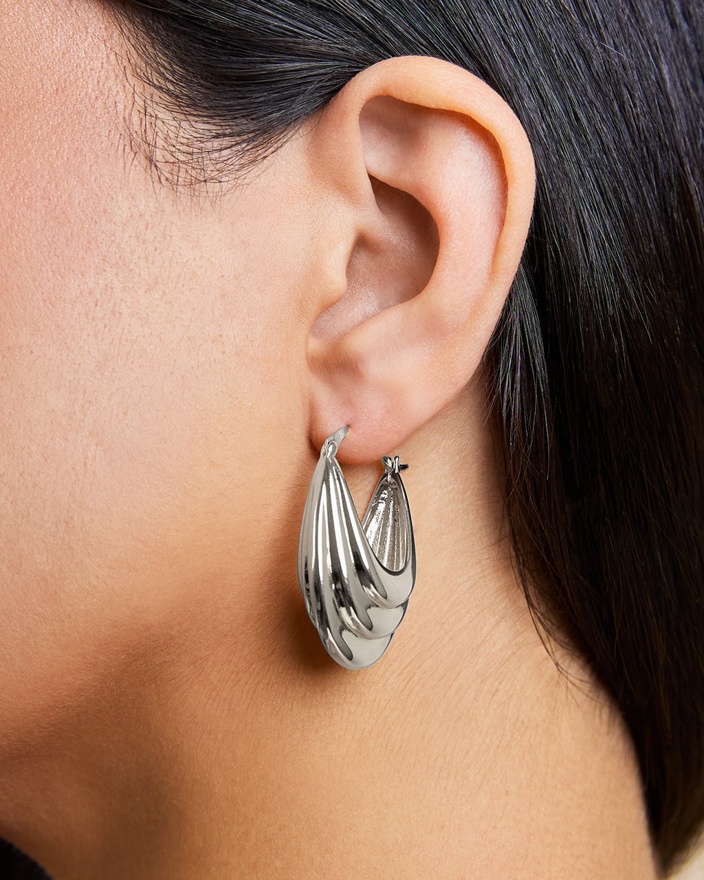 Elodie Textured Statement Hoop Earrings - Sterling Forever