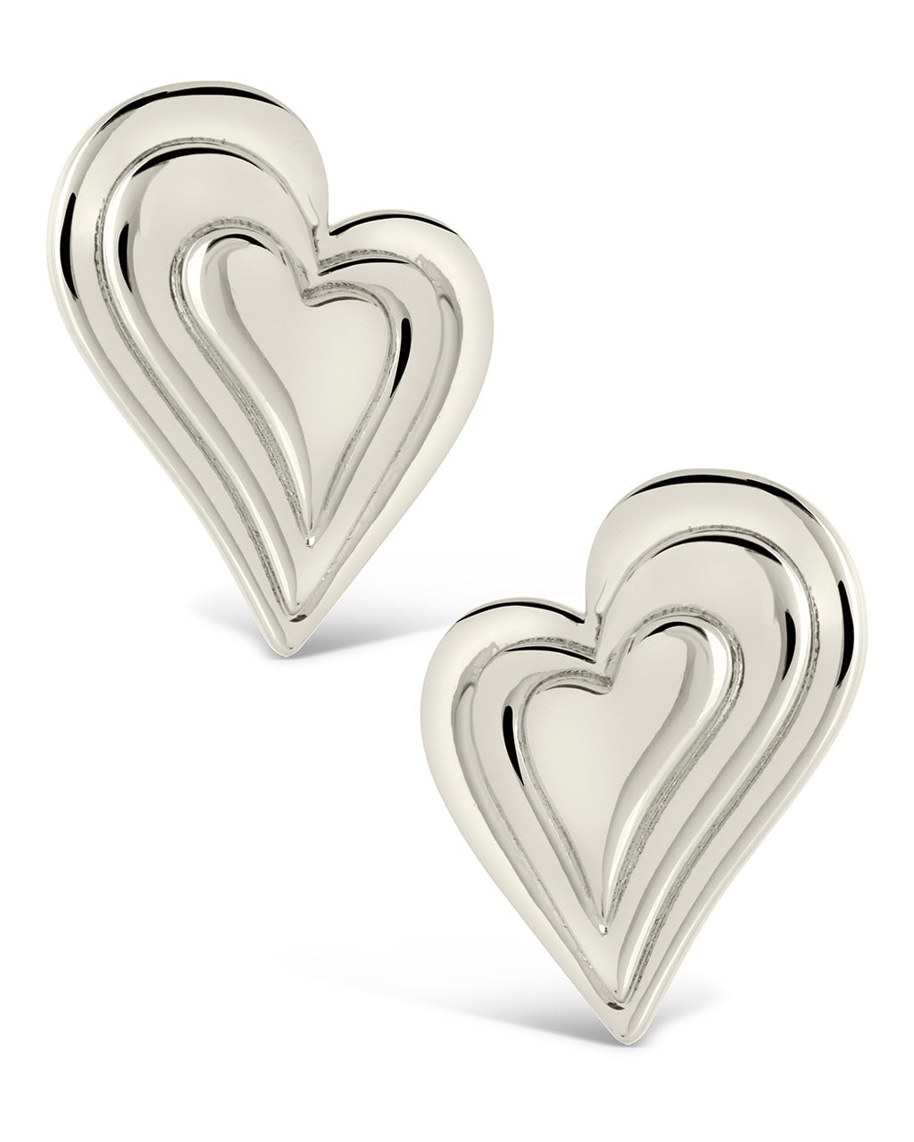 Statement Beating Heart Studs Earring Sterling Forever 
