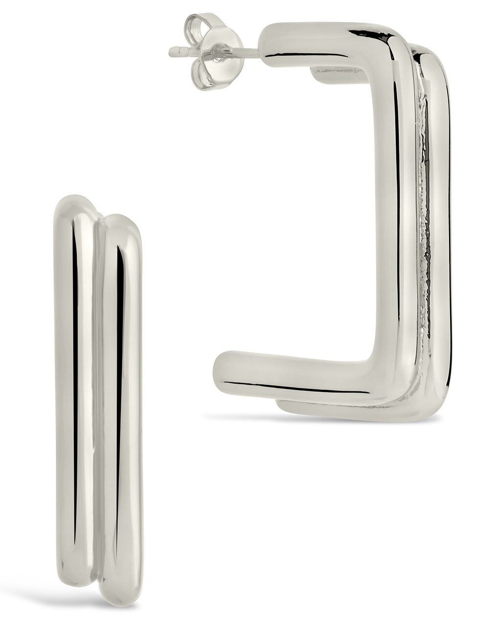 Baguette Hoop Earrings Earring Sterling Forever Silver 