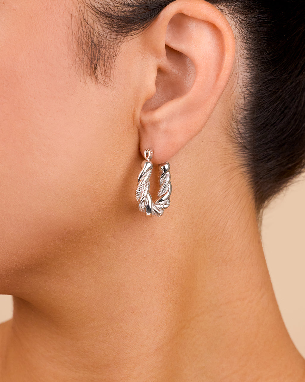 Cameron Textured Twist Tube Hoop Earrings